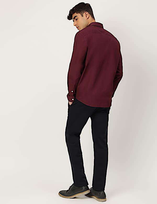 Pure Cotton Plain Collared Shirt