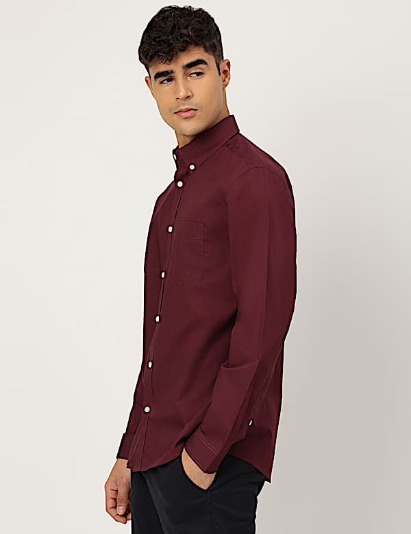 Pure Cotton Plain Collared Shirt