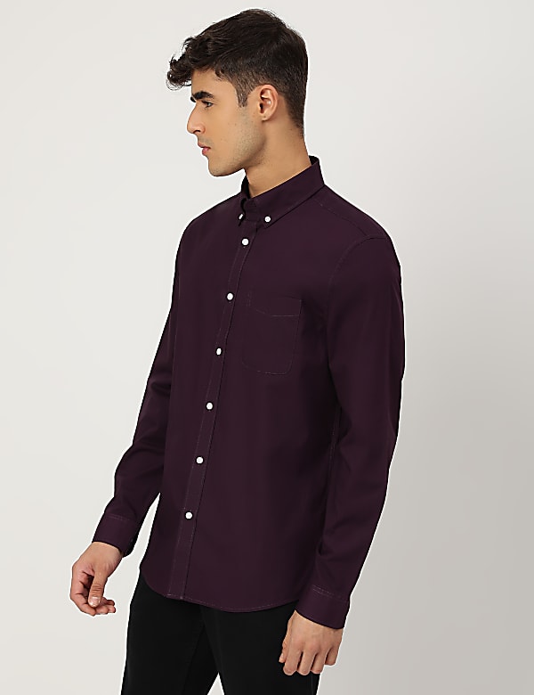 Pure Cotton Plain Collared Shirt