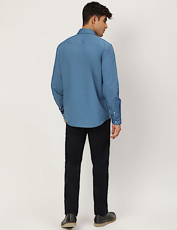 Pure Cotton Plain Collared Shirt