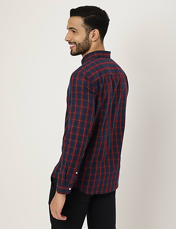 Pure Cotton Check Collared Shirt