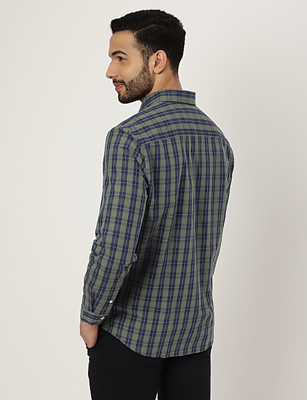 Pure Cotton Check Collared Shirt
