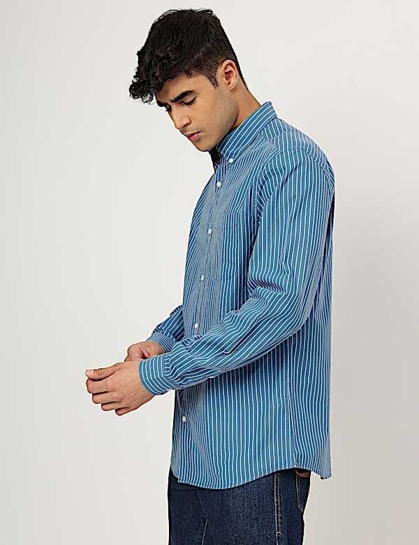 Pure Cotton Striped Buttondown Collar Shirt