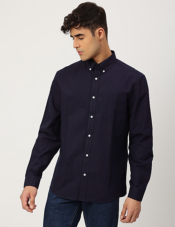 Pure Cotton Striped Buttondown Collar Shirt
