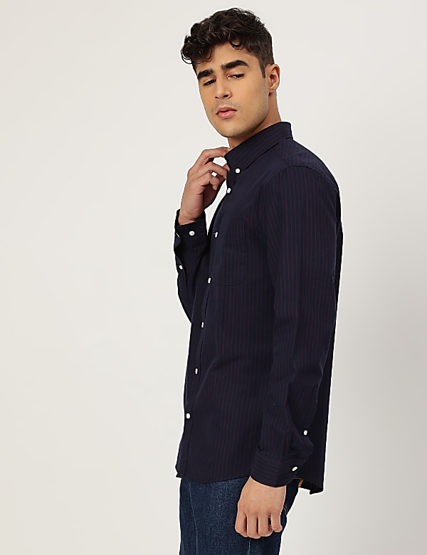 Pure Cotton Striped Buttondown Collar Shirt