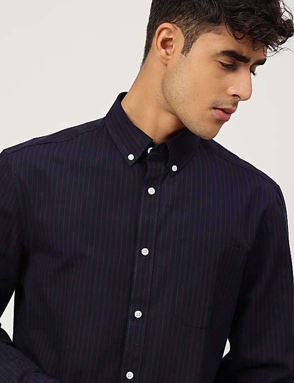Pure Cotton Striped Buttondown Collar Shirt