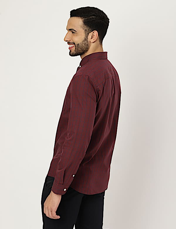 Pure Cotton Check Collared Shirt