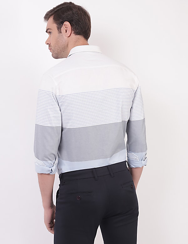 Pure Cotton Stripes Spread Collar Shirts