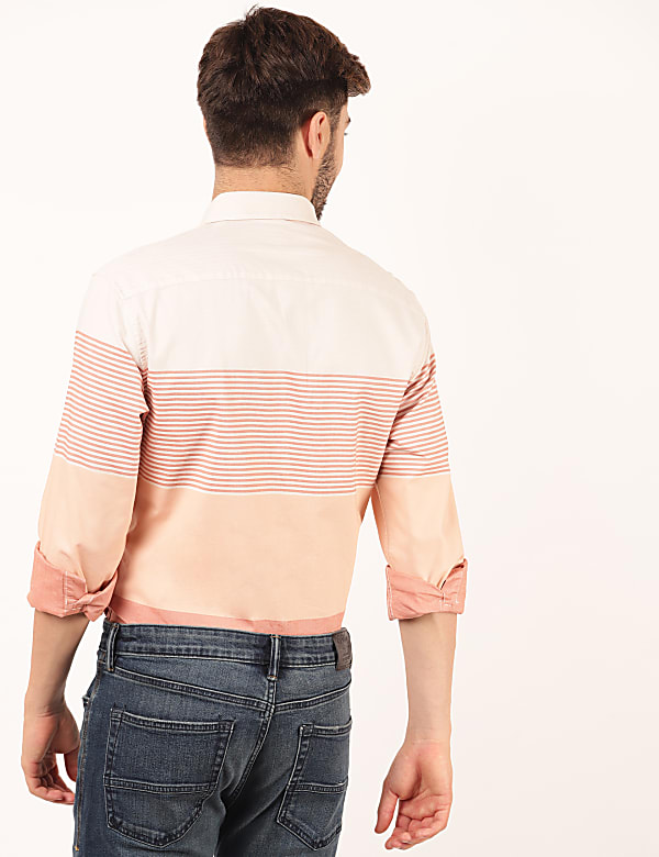 Pure Cotton Stripes Spread Collar Shirts