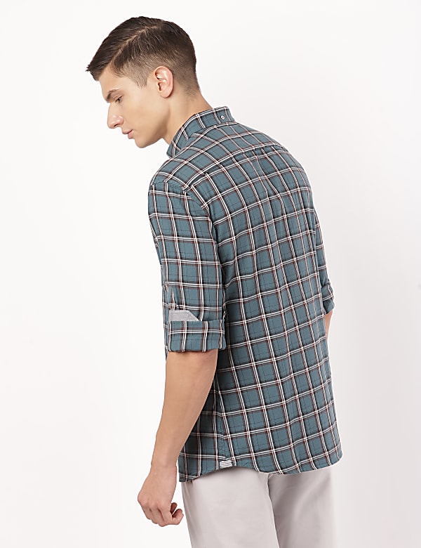 Pure Cotton Checks Button Down Collar Shirt