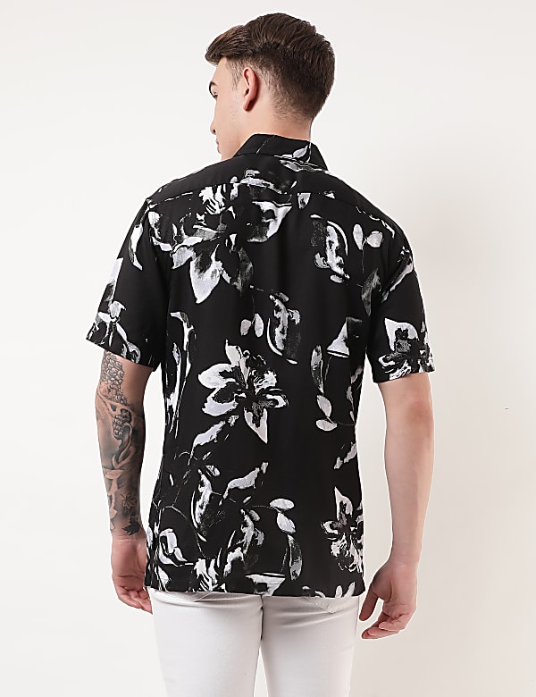 Pure Viscose Floral Spread Collar Shirt