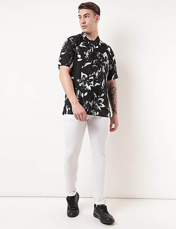 Pure Viscose Floral Spread Collar Shirt