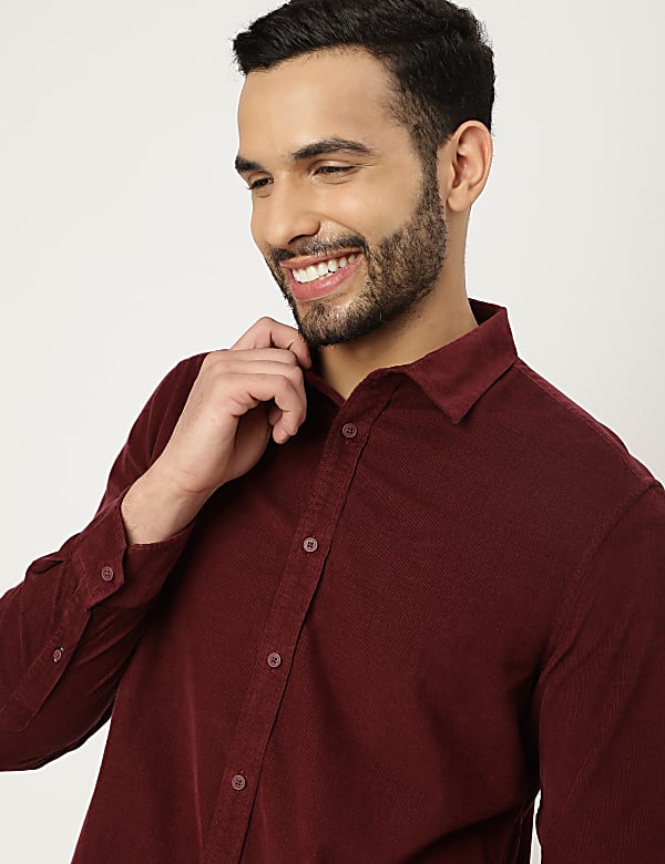 Pure Cotton Plain Collared Shirt