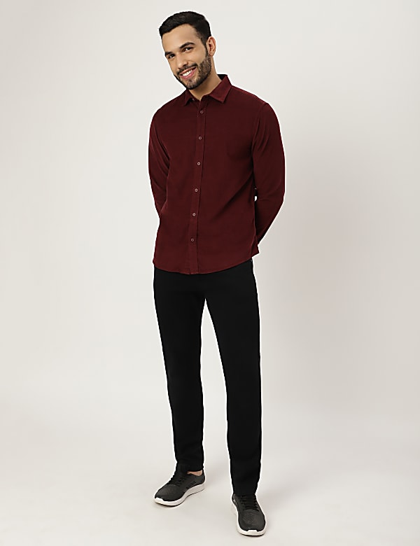 Pure Cotton Plain Collared Shirt
