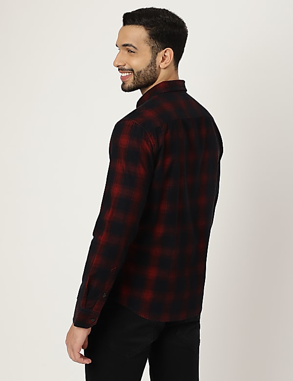 Pure Cotton Check Collared Shirt