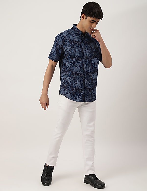 Pure Cotton Printed Buttondown Collar Shirt