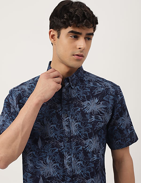 Pure Cotton Printed Buttondown Collar Shirt