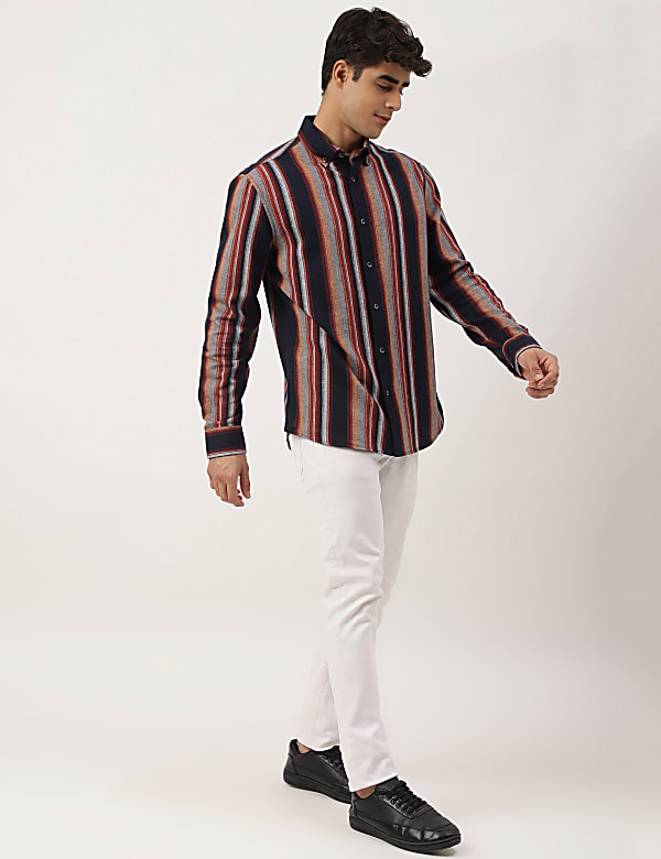 Flannel Brushed Cotton Stripe Shirt