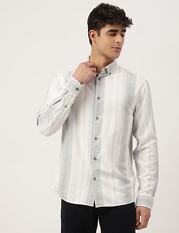 Flannel Brushed Cotton Stripe Shirt