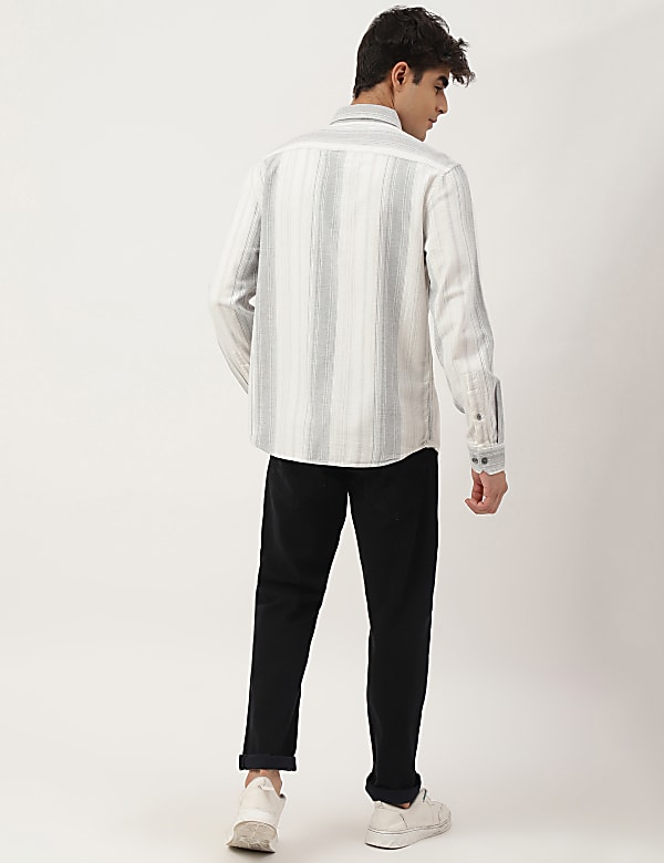 Flannel Brushed Cotton Stripe Shirt