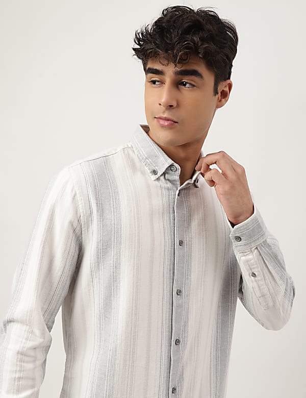 Flannel Brushed Cotton Stripe Shirt