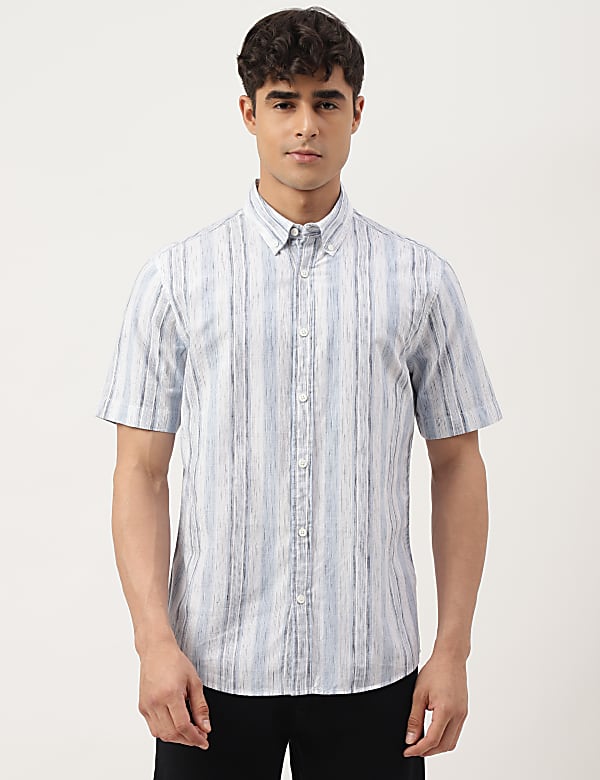 Cotton Mix Printed Buttondown Collar Shirt