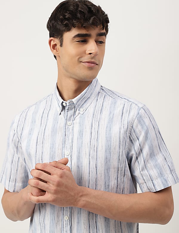 Cotton Mix Printed Buttondown Collar Shirt
