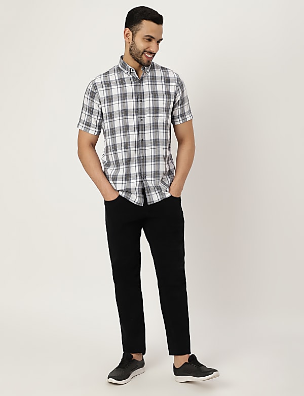 Pure Cotton Checkered Collared Shirt