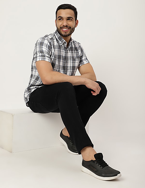 Pure Cotton Checkered Collared Shirt