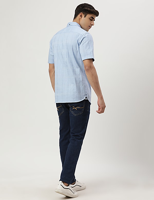 Pure Cotton Self Design Collar Shirt