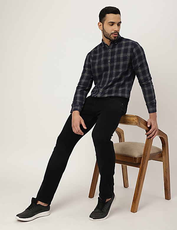 Pure Cotton Check Collared Shirt