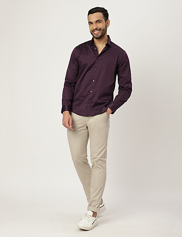 Cotton Mix Polka Dot Collared Shirt