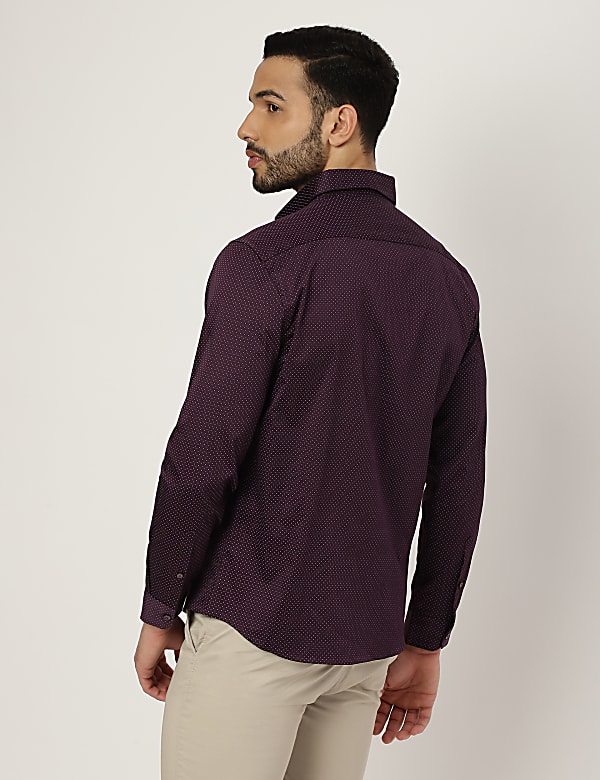 Cotton Mix Polka Dot Collared Shirt