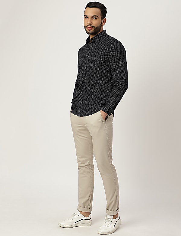Cotton Mix Polka Dot Collared Shirt