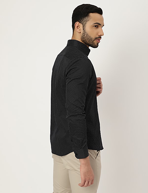 Cotton Mix Polka Dot Collared Shirt