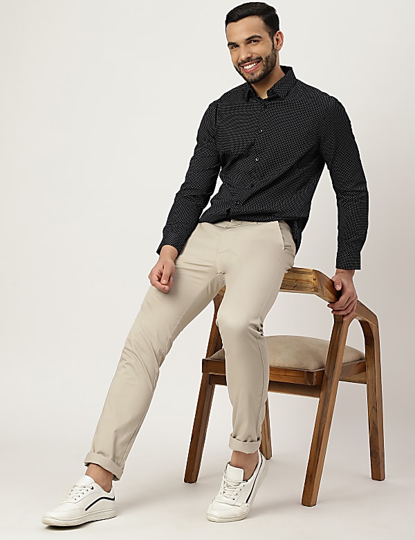 Cotton Mix Polka Dot Collared Shirt