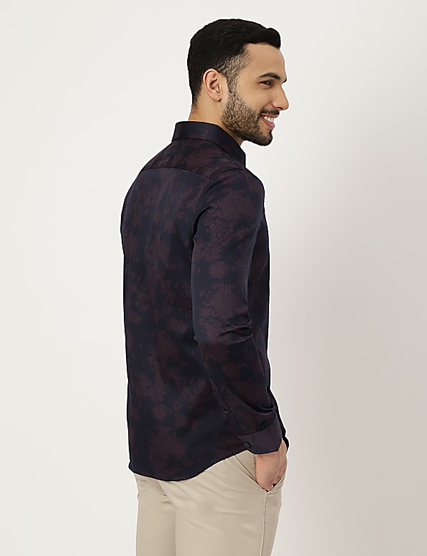 Cotton Mix Printed Collared Shirt