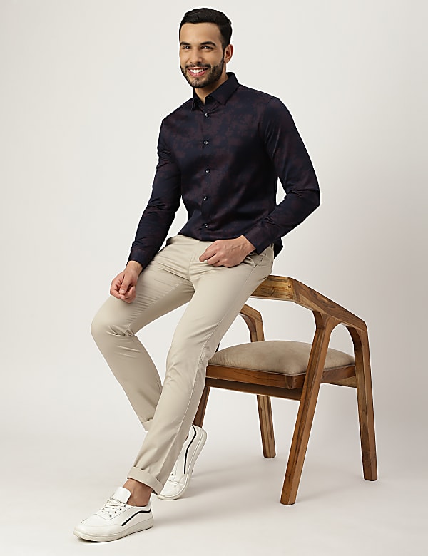 Cotton Mix Printed Collared Shirt