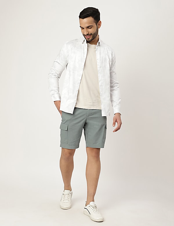 Cotton Mix Printed Collared Shirt