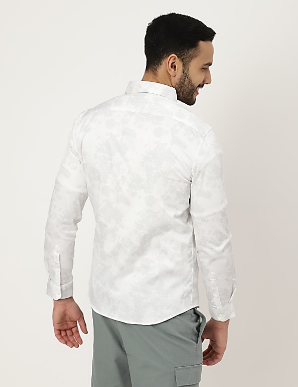 Cotton Mix Printed Collared Shirt