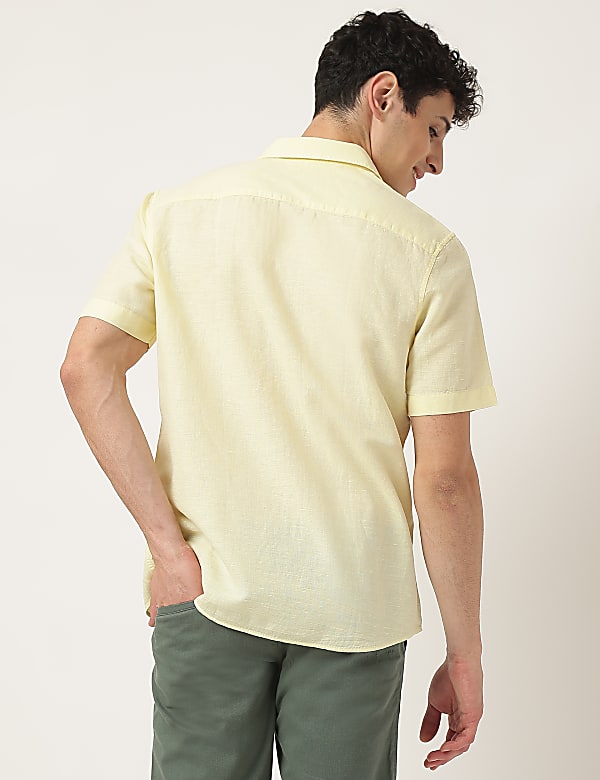 Pure Cotton Plain Spread Collar Shirt