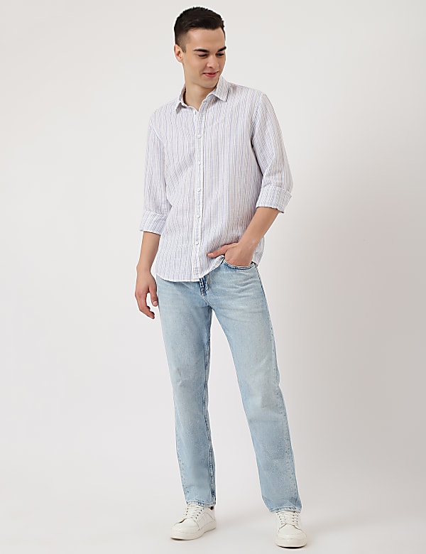 Cotton Mix Striped Classic Collar Shirt
