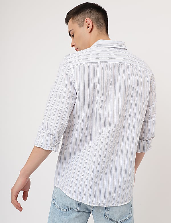 Cotton Mix Striped Classic Collar Shirt