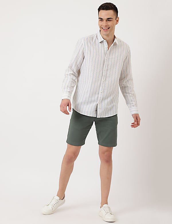 Cotton Mix Striped Classic Collar Shirt