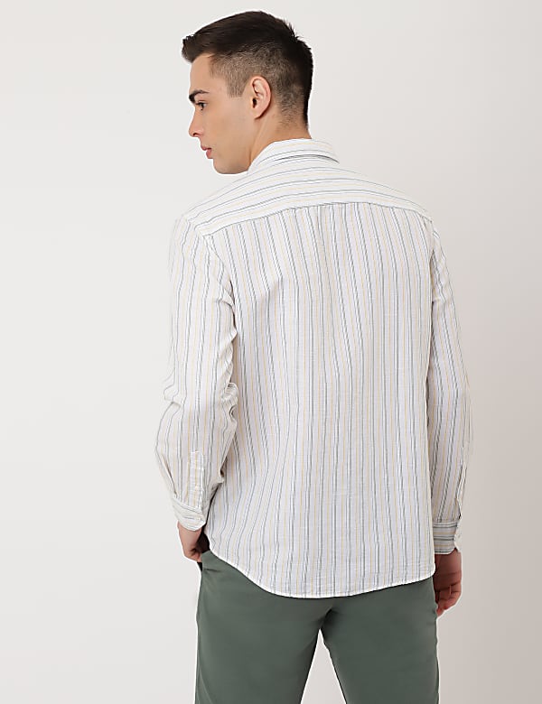 Cotton Mix Striped Classic Collar Shirt