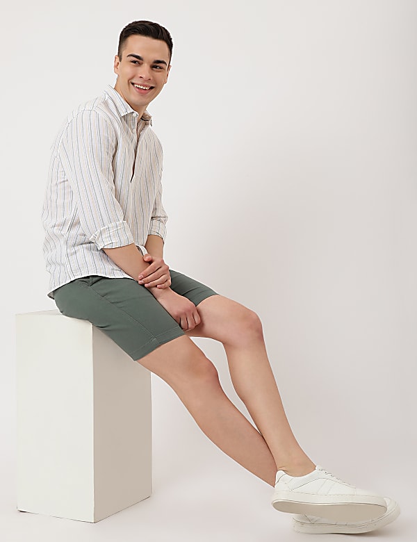 Cotton Mix Striped Classic Collar Shirt