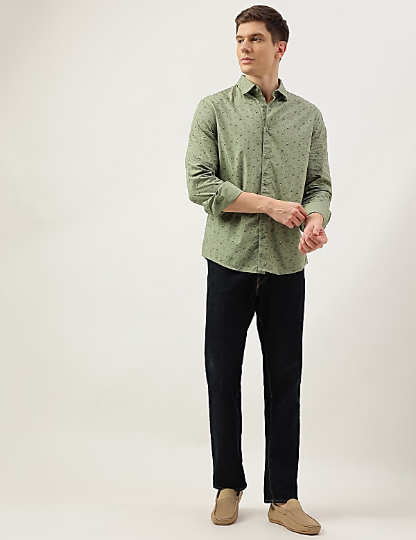 Cotton Rich Floral Printed Long Sleeves Shirt