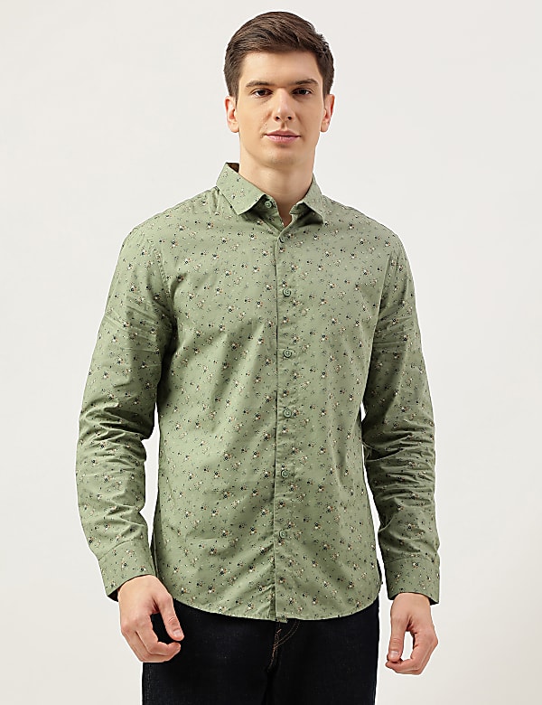 Cotton Rich Floral Printed Long Sleeves Shirt