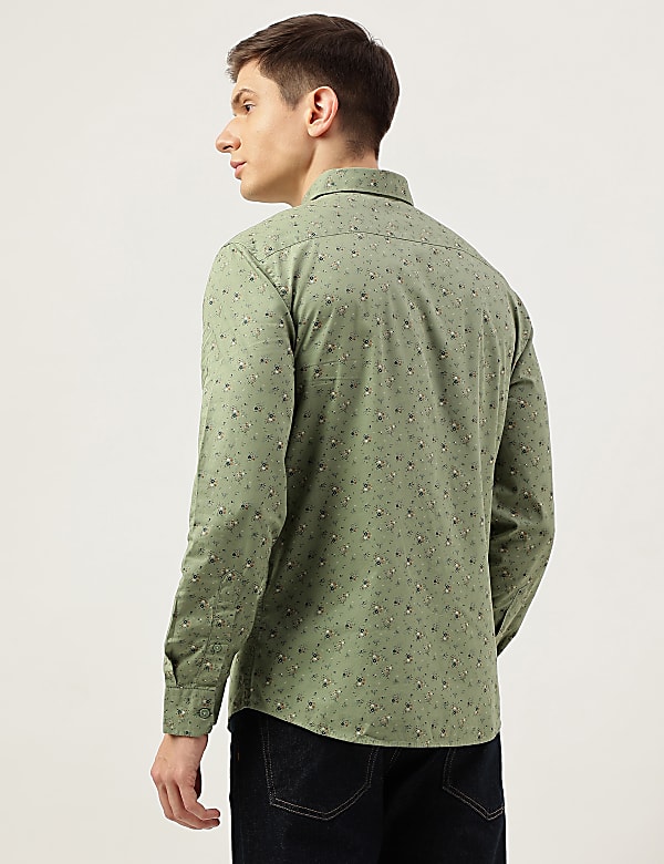 Cotton Rich Floral Printed Long Sleeves Shirt