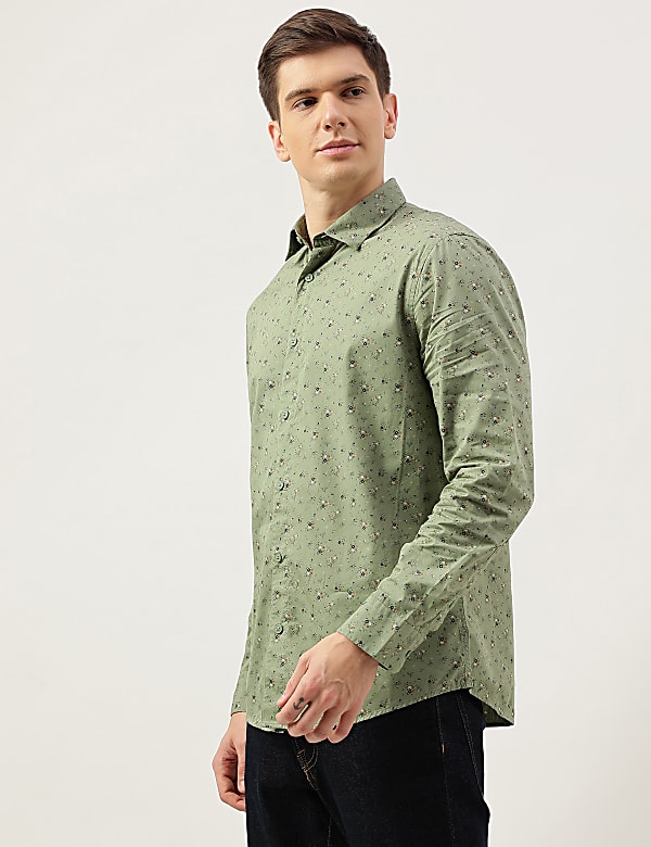 Cotton Rich Floral Printed Long Sleeves Shirt